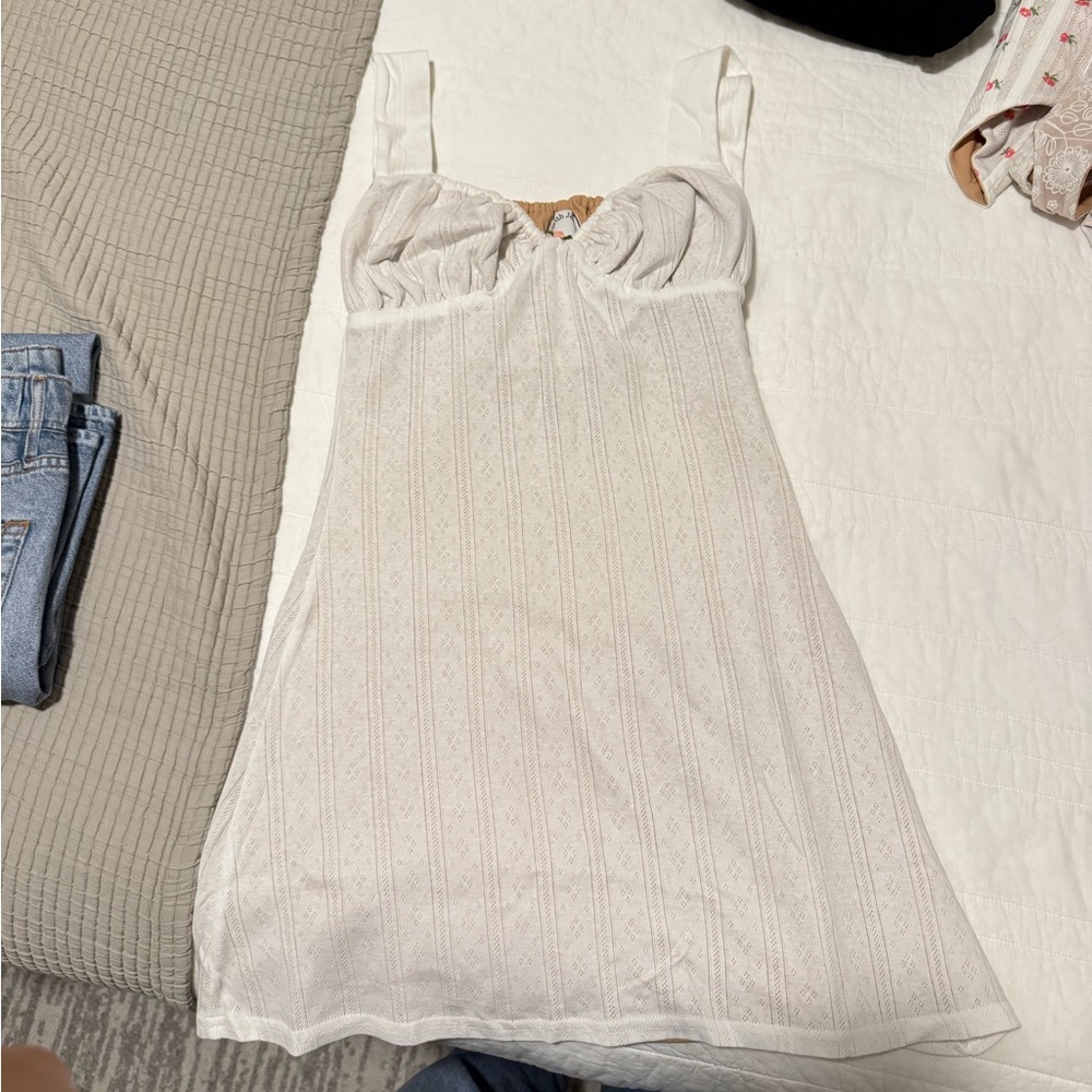 With Jean White Pointelle Dress Size S NWT